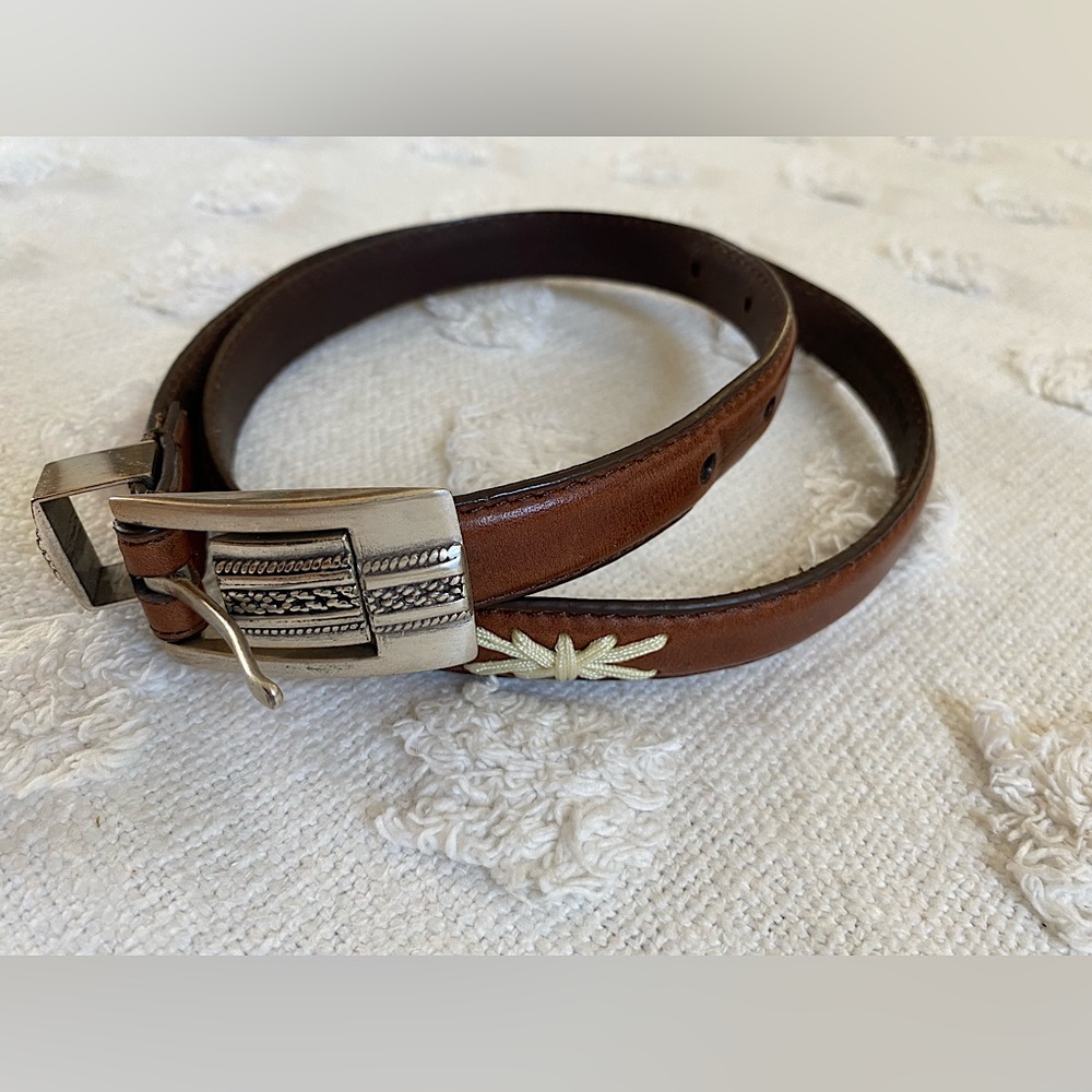 Vintage Woolrich John Rich And Bros Brown Genuine Full Grain Leather Belt Size M